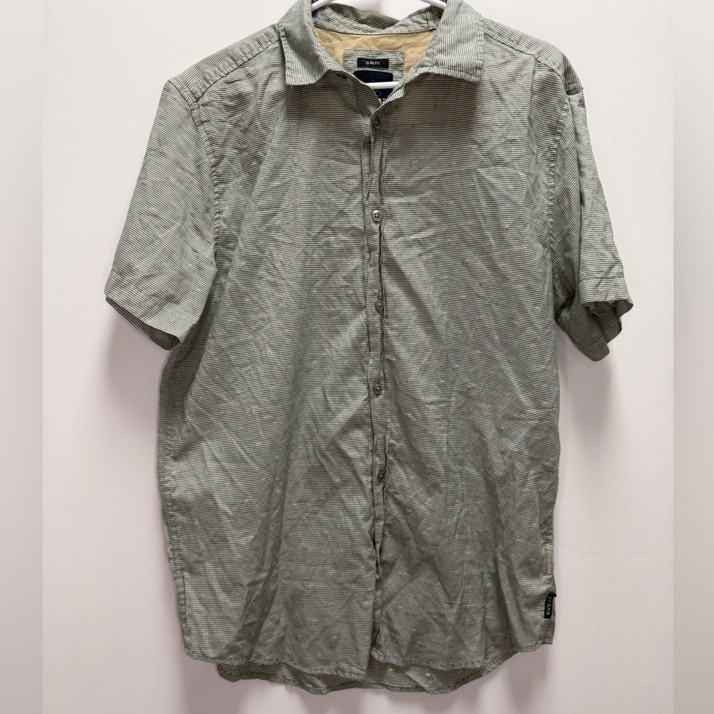 Prana Men's Slim Fit Striped Embroidered Button Down Shirt - Size Large